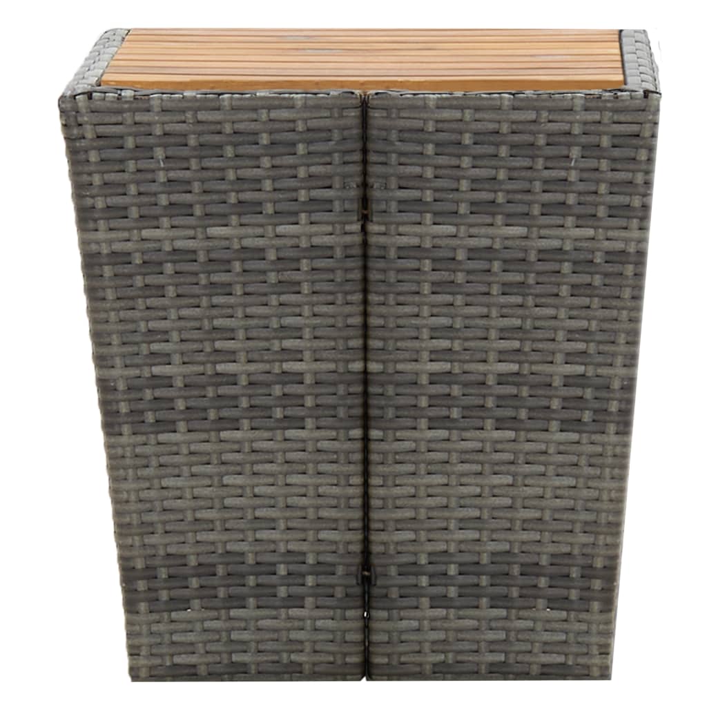 vidaXL Tea Table Grey 41.5x41.5x43cm Poly Rattan and Solid Acacia Wood