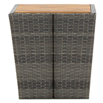 vidaXL Tea Table Grey 41.5x41.5x43cm Poly Rattan and Solid Acacia Wood