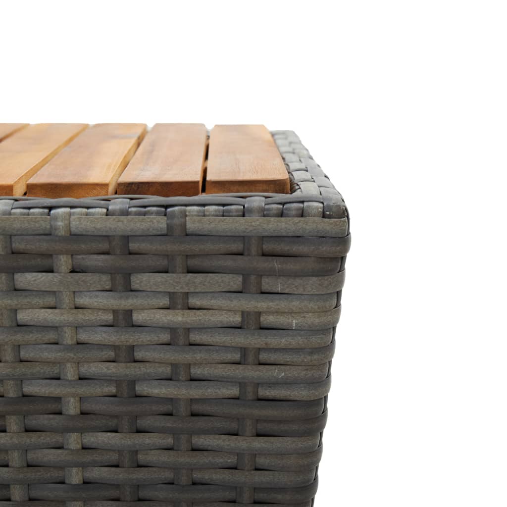 vidaXL Tea Table Grey 41.5x41.5x43cm Poly Rattan and Solid Acacia Wood