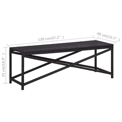 vidaXL Garden Bench 120 cm Poly Rattan Black