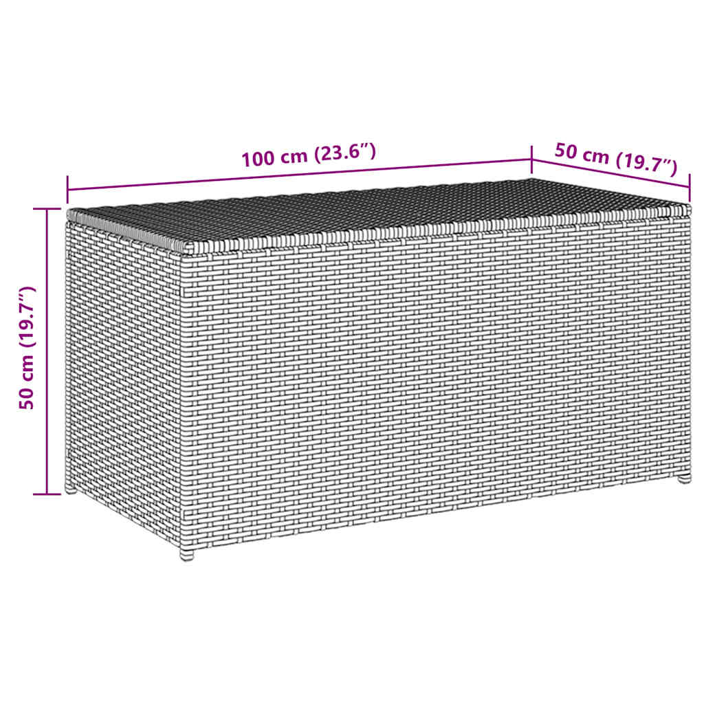 vidaXL Garden Storage Box Poly Rattan 100x50x50 cm Black