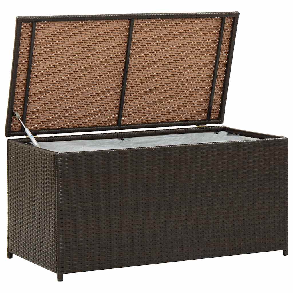vidaXL Outdoor Storage Box | Brown | Polyethylene rattan, Powder-coated steel - 100 x 50 x 50 cm