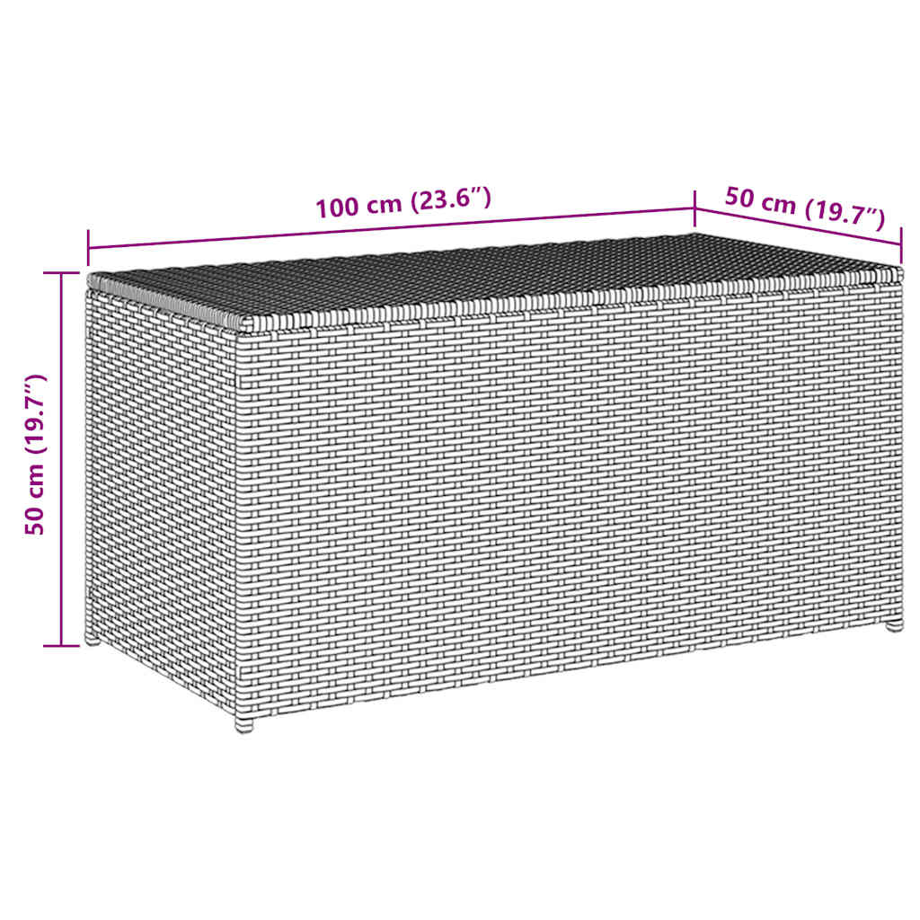 vidaXL Outdoor Storage Box | Brown | Polyethylene rattan, Powder-coated steel - 100 x 50 x 50 cm