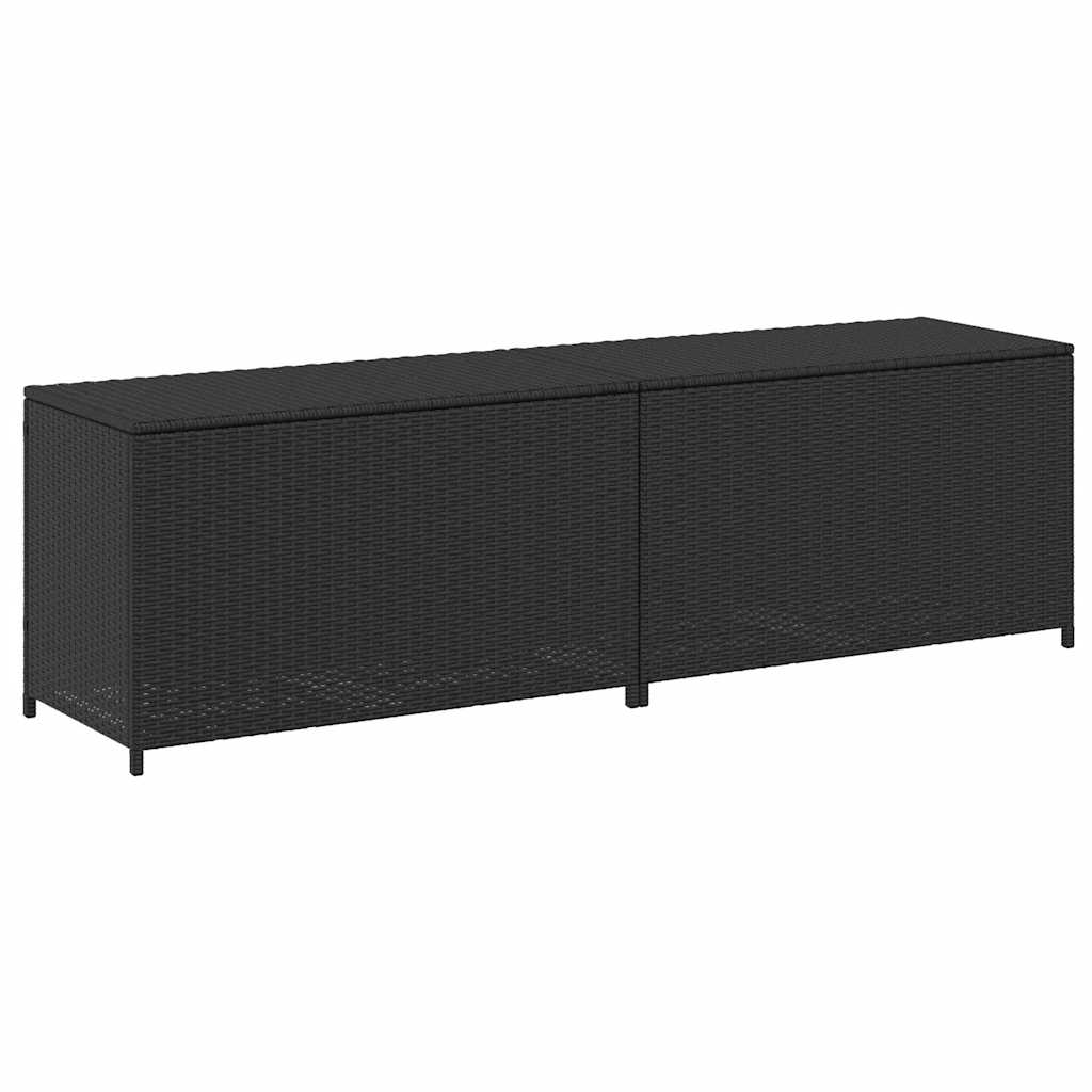 vidaXL Storage Chest | Black | Poly Rattan, Powder-Coated Steel | Large - 200 x 50 x 60 cm