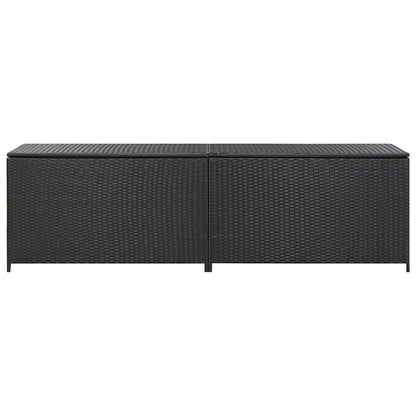 vidaXL Storage Chest | Black | Poly Rattan, Powder-Coated Steel | Large - 200 x 50 x 60 cm