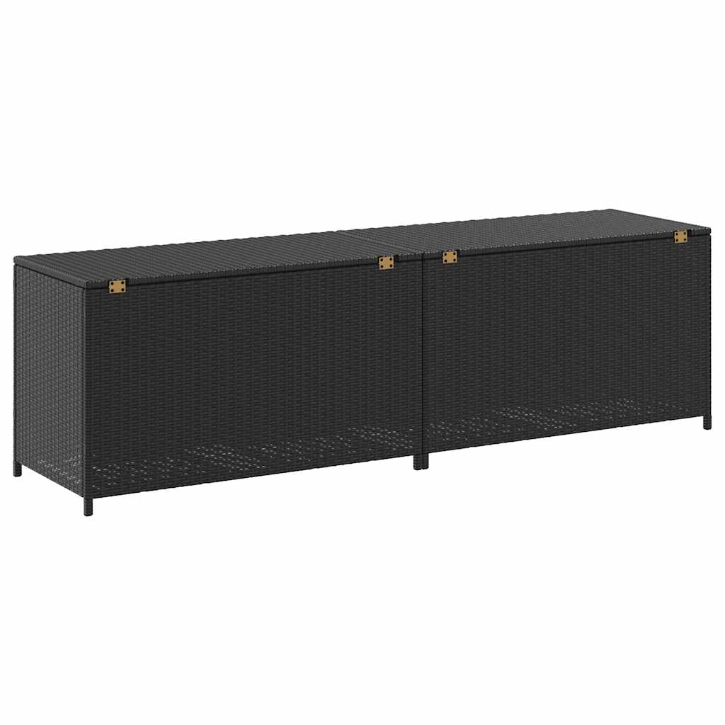 vidaXL Storage Chest | Black | Poly Rattan, Powder-Coated Steel | Large - 200 x 50 x 60 cm