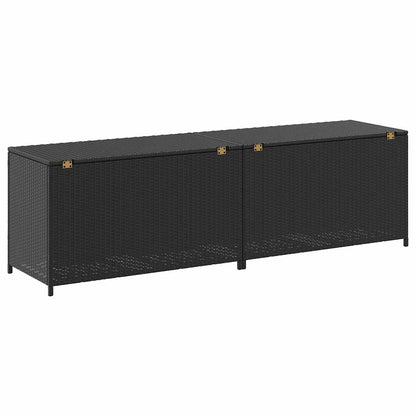 vidaXL Storage Chest | Black | Poly Rattan, Powder-Coated Steel | Large - 200 x 50 x 60 cm