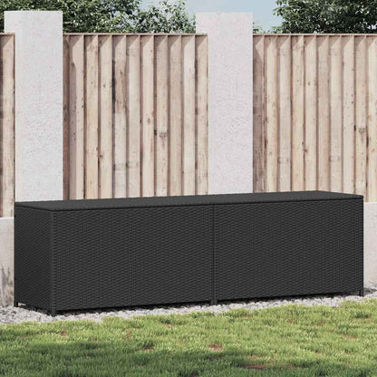 vidaXL Storage Chest | Black | Poly Rattan, Powder-Coated Steel | Large - 200 x 50 x 60 cm