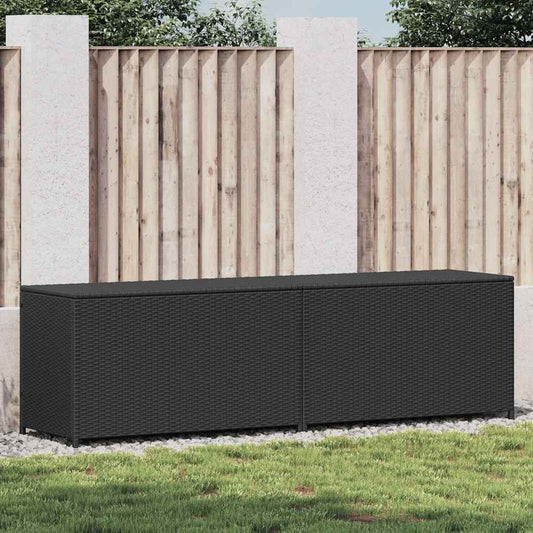 vidaXL Storage Chest | Black | Poly Rattan, Powder-Coated Steel | Large - 200 x 50 x 60 cm