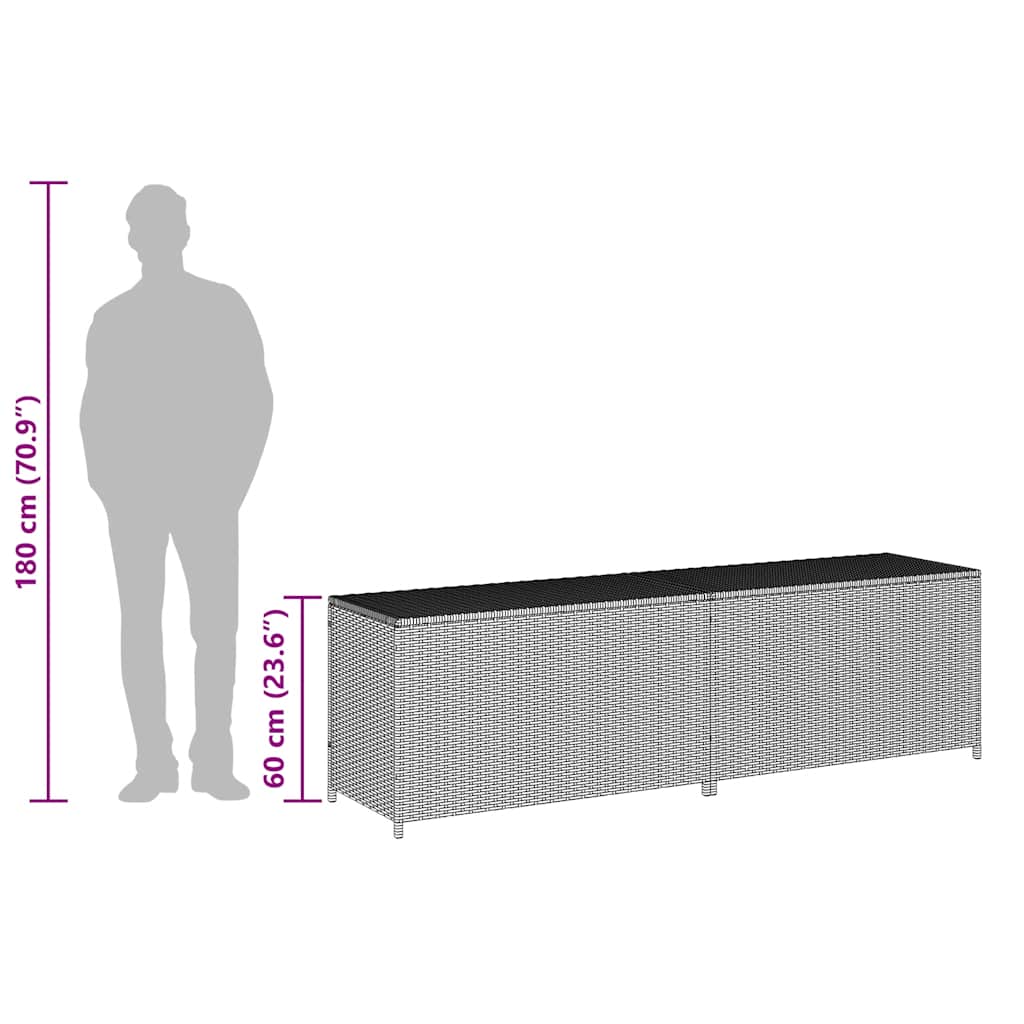 vidaXL Garden Storage Box Poly Rattan 200x50x60 cm Brown