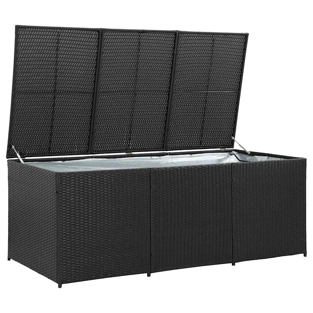 vidaXL Storage Chest | Black | Polyethylene Rattan | Large | Garden Storage Box - 180 x 90 x 70 cm