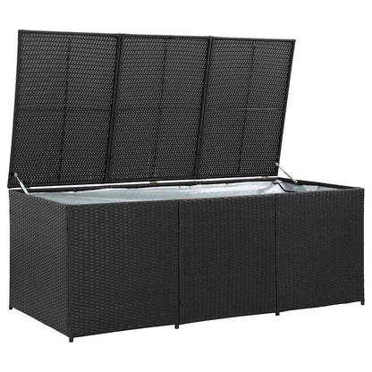 vidaXL Storage Chest | Black | Polyethylene Rattan | Large | Garden Storage Box - 180 x 90 x 70 cm