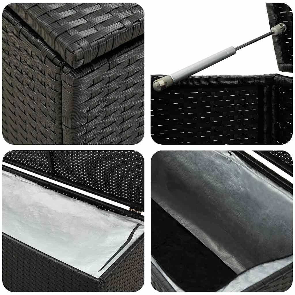 vidaXL Storage Chest | Black | Polyethylene Rattan | Large | Garden Storage Box - 180 x 90 x 70 cm