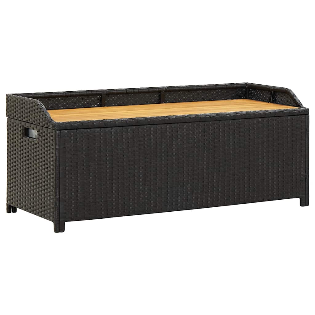 vidaXL Garden Storage Bench 120 cm Poly Rattan Black - 120 x 50 x 50 cm