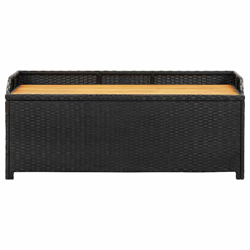 vidaXL Garden Storage Bench 120 cm Poly Rattan Black - 120 x 50 x 50 cm