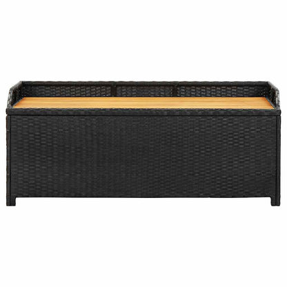 vidaXL Garden Storage Bench 120 cm Poly Rattan Black - 120 x 50 x 50 cm