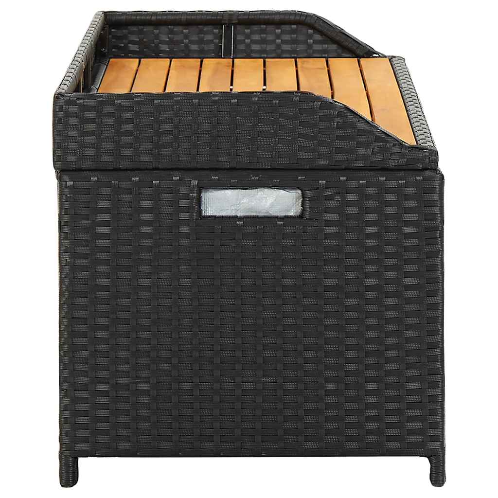 vidaXL Garden Storage Bench 120 cm Poly Rattan Black - 120 x 50 x 50 cm