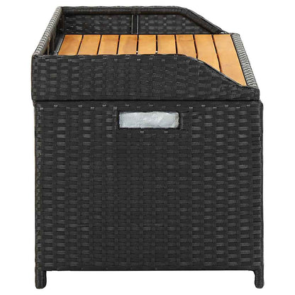 vidaXL Garden Storage Bench 120 cm Poly Rattan Black - 120 x 50 x 50 cm