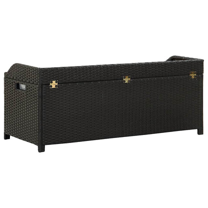 vidaXL Garden Storage Bench 120 cm Poly Rattan Black - 120 x 50 x 50 cm