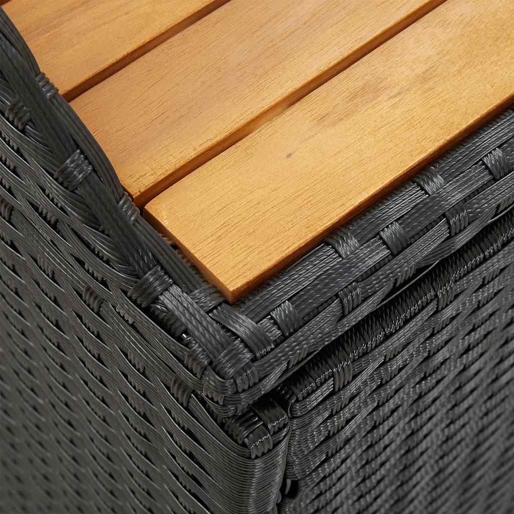 vidaXL Garden Storage Bench 120 cm Poly Rattan Black - 120 x 50 x 50 cm