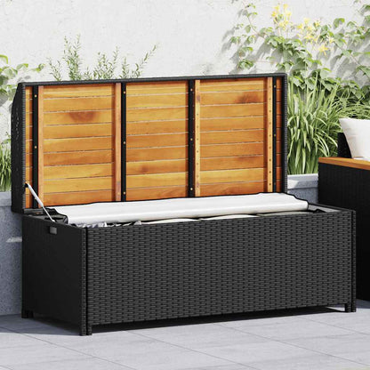 vidaXL Garden Storage Bench 120 cm Poly Rattan Black - 120 x 50 x 50 cm