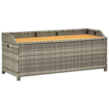 vidaXL Garden Storage Bench 120 cm Poly Rattan Grey - 120 x 50 x 50 cm