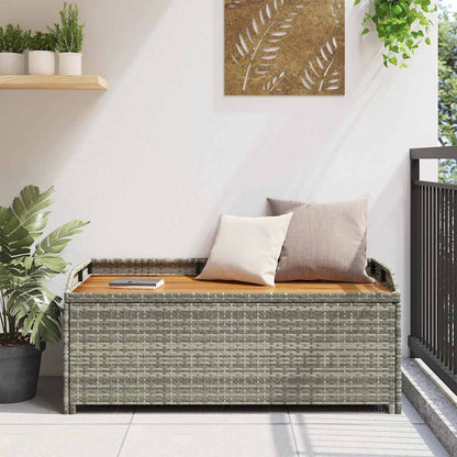 vidaXL Garden Storage Bench 120 cm Poly Rattan Grey - 120 x 50 x 50 cm