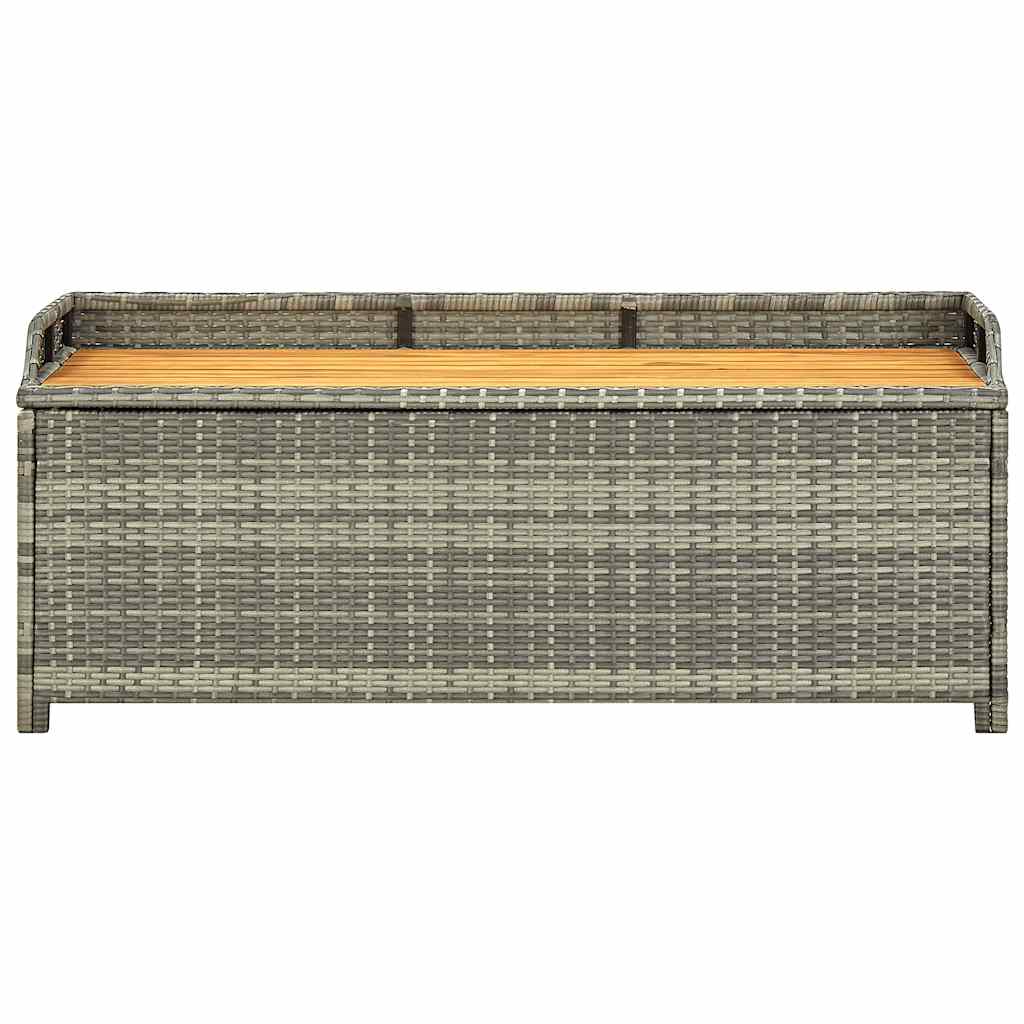 vidaXL Garden Storage Bench 120 cm Poly Rattan Grey - 120 x 50 x 50 cm