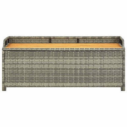 vidaXL Garden Storage Bench 120 cm Poly Rattan Grey - 120 x 50 x 50 cm