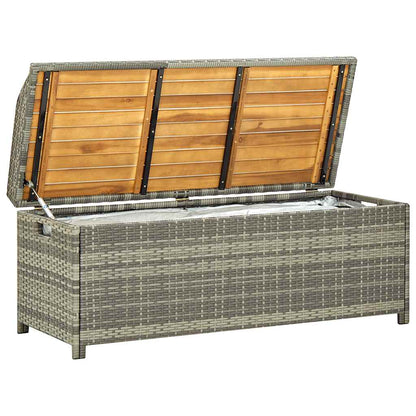 vidaXL Garden Storage Bench 120 cm Poly Rattan Grey - 120 x 50 x 50 cm