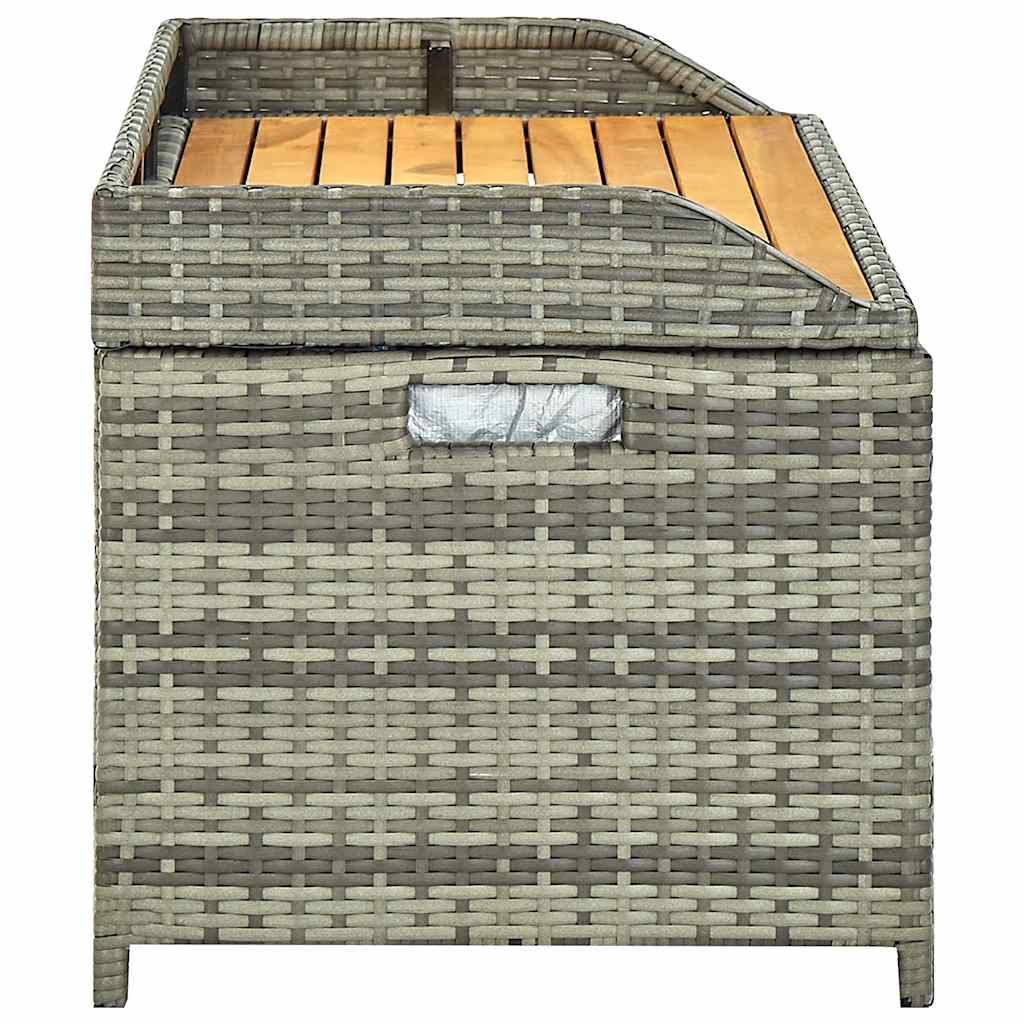 vidaXL Garden Storage Bench 120 cm Poly Rattan Grey - 120 x 50 x 50 cm