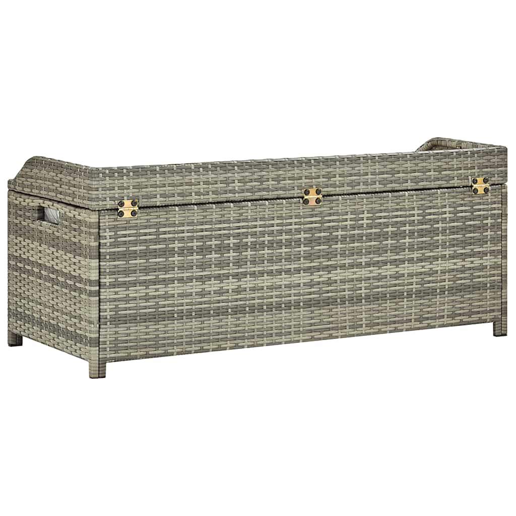 vidaXL Garden Storage Bench 120 cm Poly Rattan Grey - 120 x 50 x 50 cm