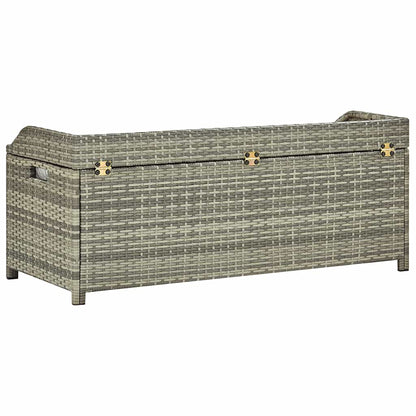 vidaXL Garden Storage Bench 120 cm Poly Rattan Grey - 120 x 50 x 50 cm