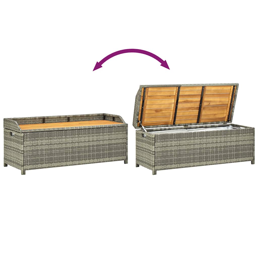 vidaXL Garden Storage Bench 120 cm Poly Rattan Grey - 120 x 50 x 50 cm