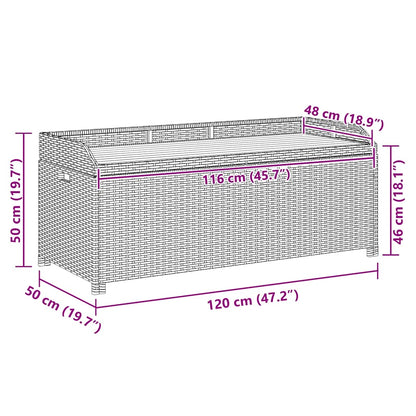 vidaXL Garden Storage Bench 120 cm Poly Rattan Grey - 120 x 50 x 50 cm