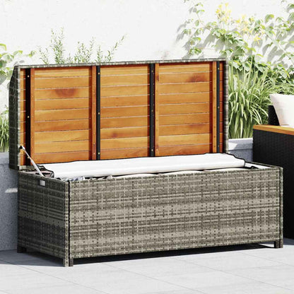 vidaXL Garden Storage Bench 120 cm Poly Rattan Grey - 120 x 50 x 50 cm