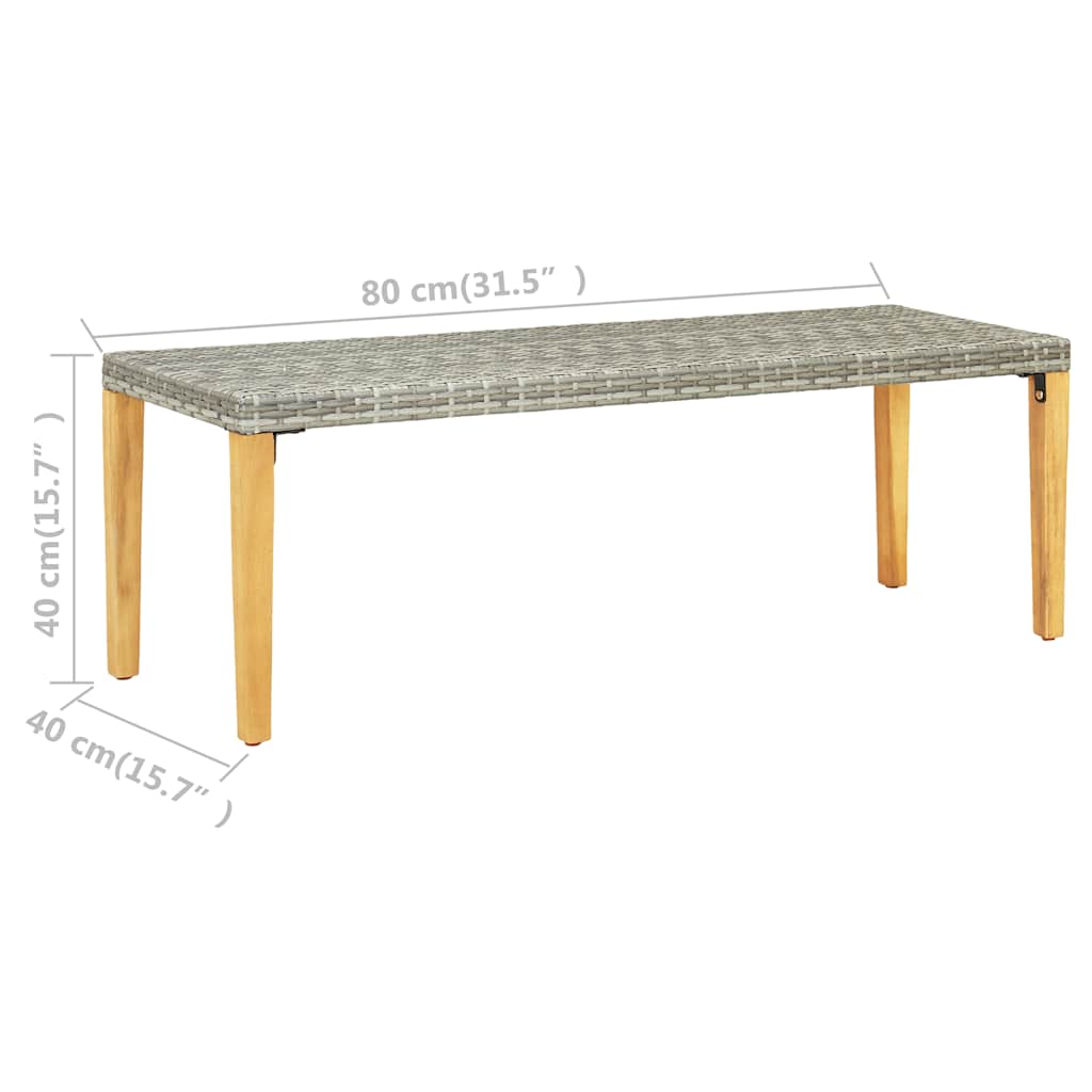 vidaXL Garden Bench 80 cm Poly Rattan Grey