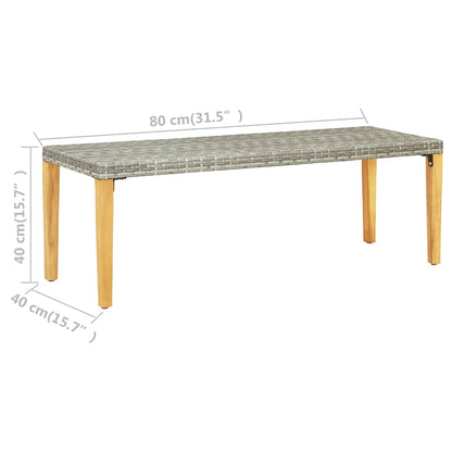 vidaXL Garden Bench 80 cm Poly Rattan Grey