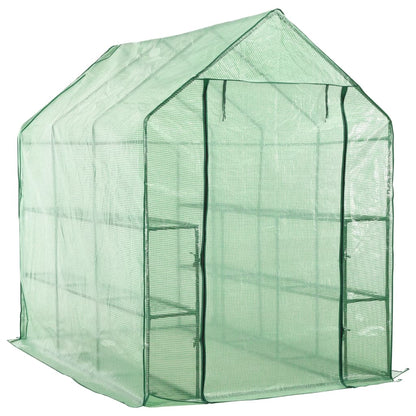 vidaXL Greenhouse | Transparent Green | Powder-Coated Steel | Compact | Durable - 143 x 214 x 196 cm