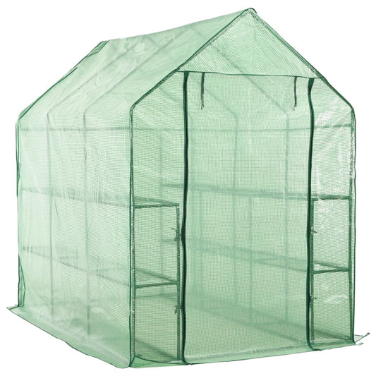 vidaXL Greenhouse | Transparent Green | Powder-Coated Steel | Compact | Durable - 143 x 214 x 196 cm