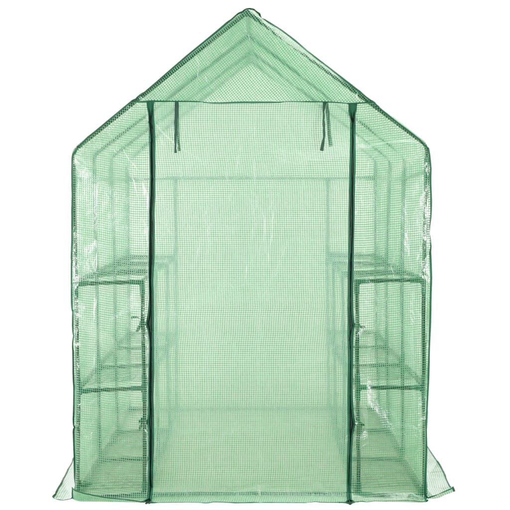 vidaXL Greenhouse | Transparent Green | Powder-Coated Steel | Compact | Durable - 143 x 214 x 196 cm