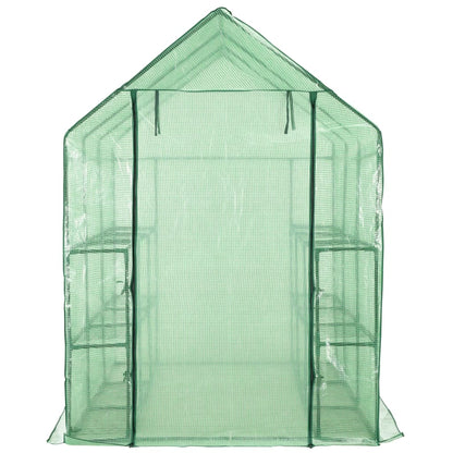 vidaXL Greenhouse | Transparent Green | Powder-Coated Steel | Compact | Durable - 143 x 214 x 196 cm