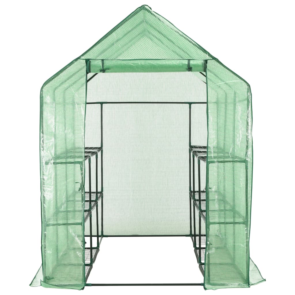 vidaXL Greenhouse | Transparent Green | Powder-Coated Steel | Compact | Durable - 143 x 214 x 196 cm