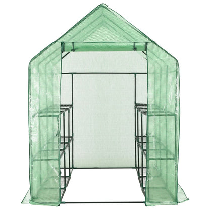 vidaXL Greenhouse | Transparent Green | Powder-Coated Steel | Compact | Durable - 143 x 214 x 196 cm