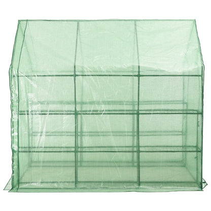 vidaXL Greenhouse | Transparent Green | Powder-Coated Steel | Compact | Durable - 143 x 214 x 196 cm