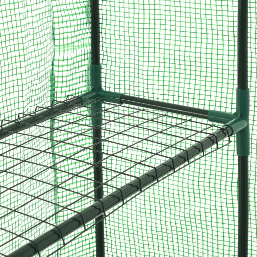 vidaXL Greenhouse | Transparent Green | Powder-Coated Steel | Compact | Durable - 143 x 214 x 196 cm