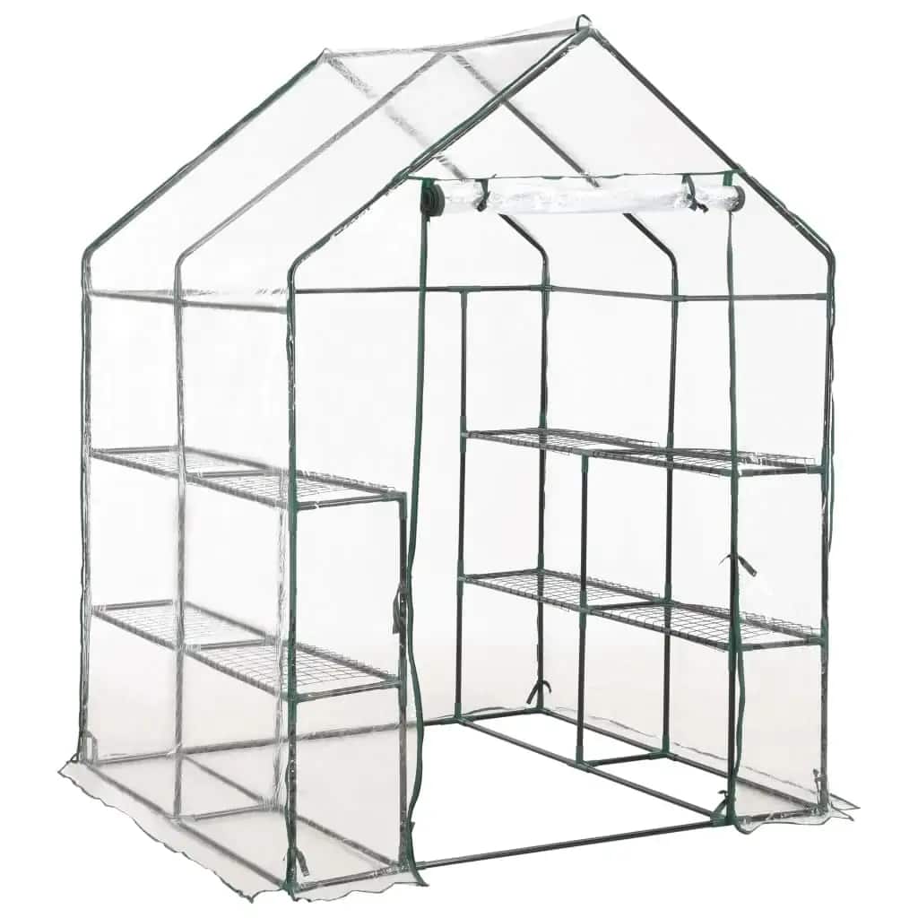 vidaXL Greenhouse with 8 Shelves 143x143x195 cm - Transparent