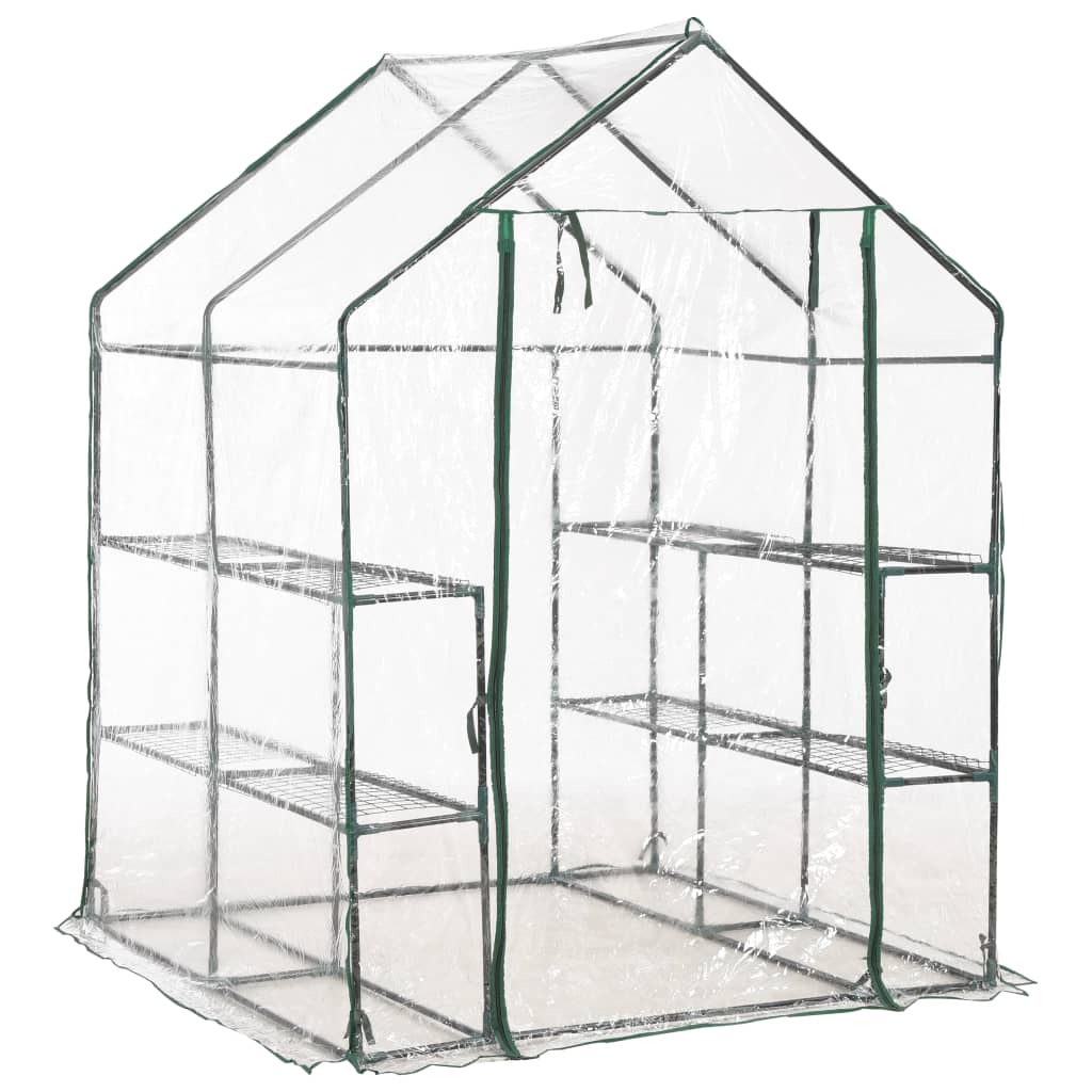 vidaXL Greenhouse with 8 Shelves 143x143x195 cm - Transparent
