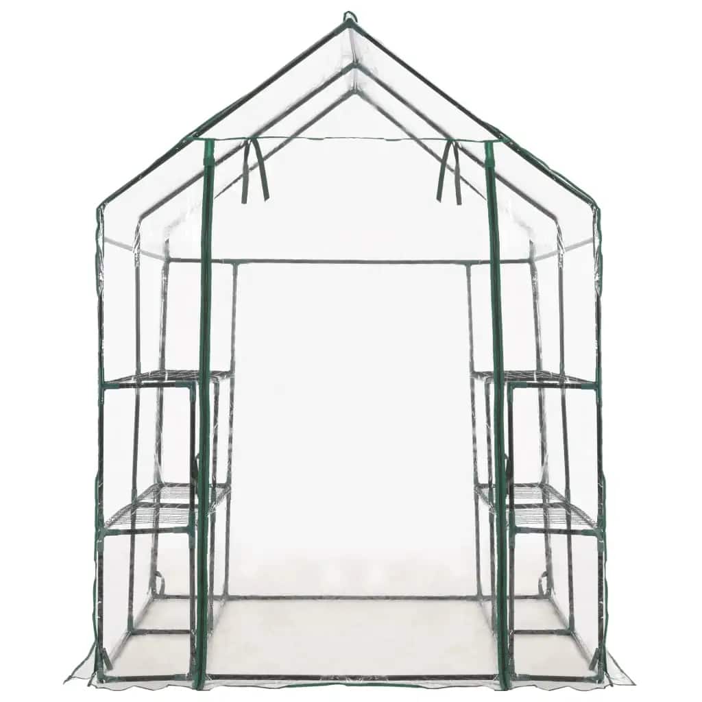 vidaXL Greenhouse with 8 Shelves 143x143x195 cm - Transparent