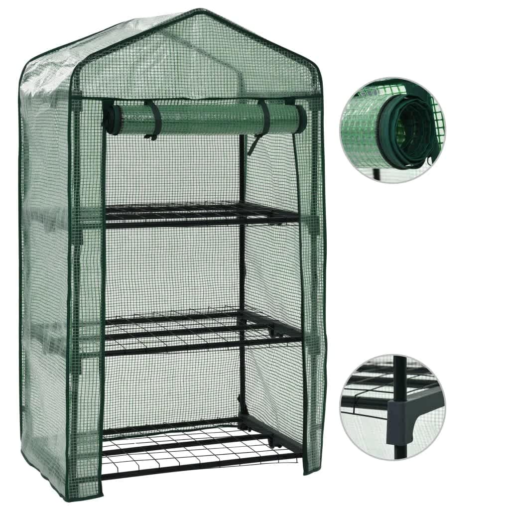 vidaXL 3-Tier Mini Greenhouse 69x49x125 cm - Green
